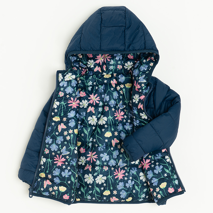 Floral two sided zip through hooded jacket