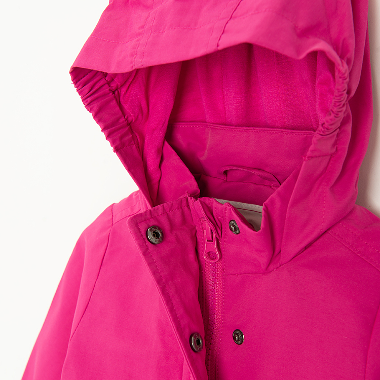 Fucshia zip through hooded jacket with big side pockets