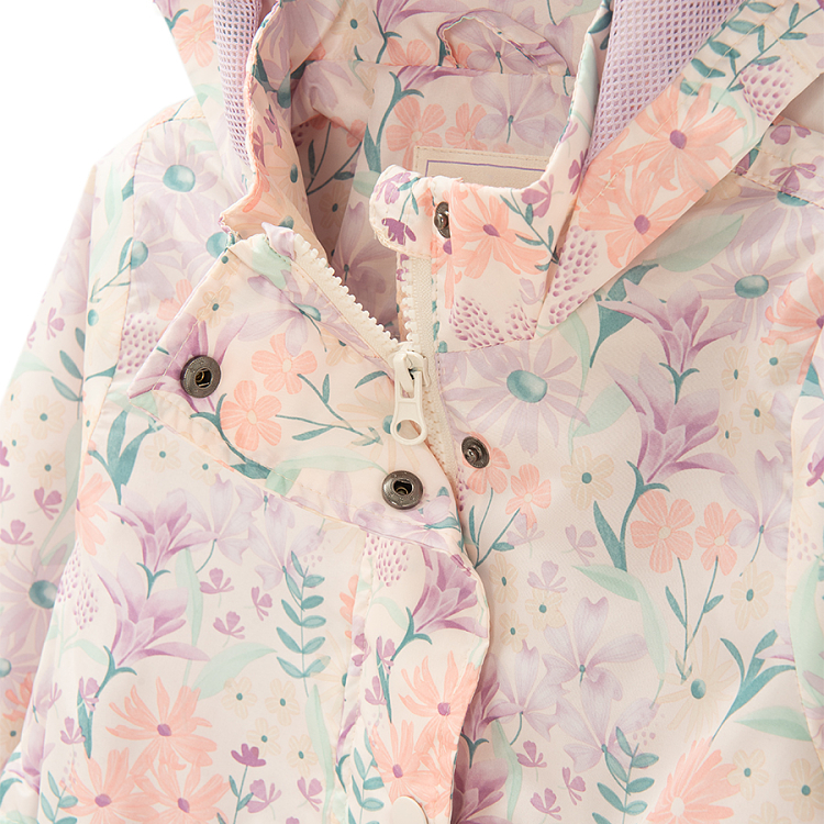Floral zip through hooded light jacket