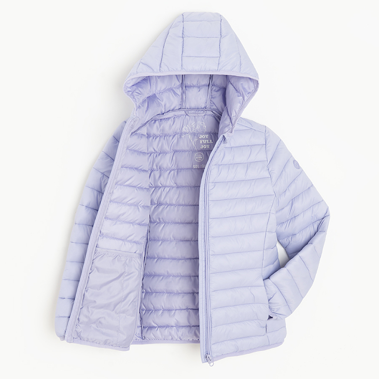 Purple zip through hooded jacket