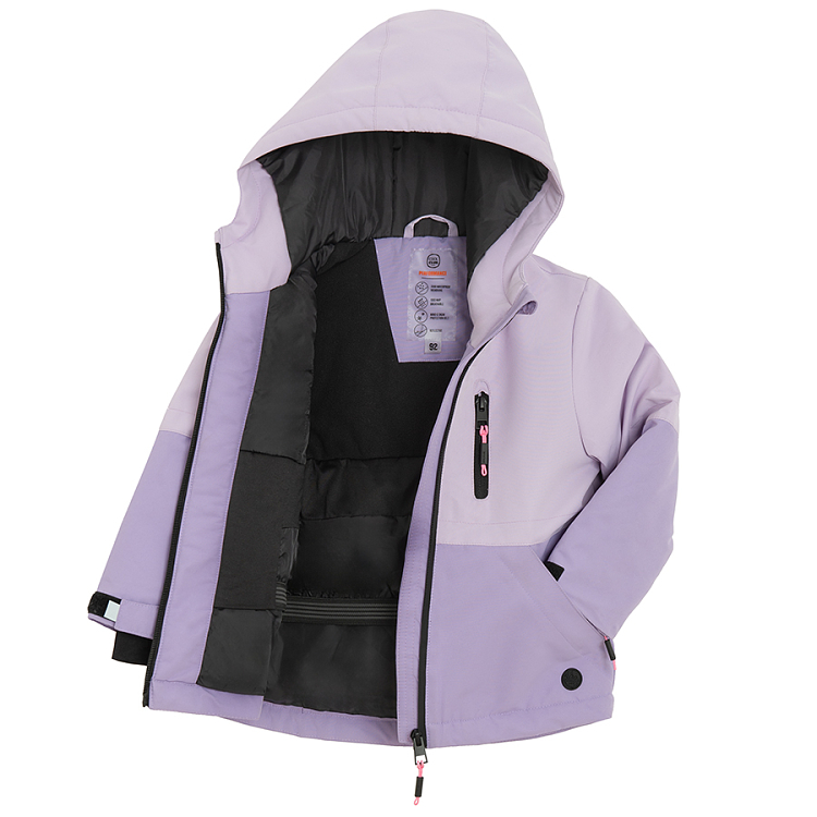 Μπουφάν μωβ λιλά με κουκούλα