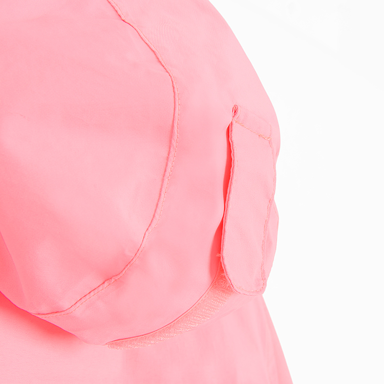 Μπουφάν αδιάβροχο ροζ με κουκούλα και φερμουάρ