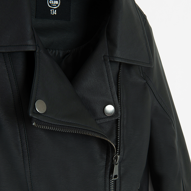 Δερμάτινο μαύρο jacket μπουφάν με φερμουάρ