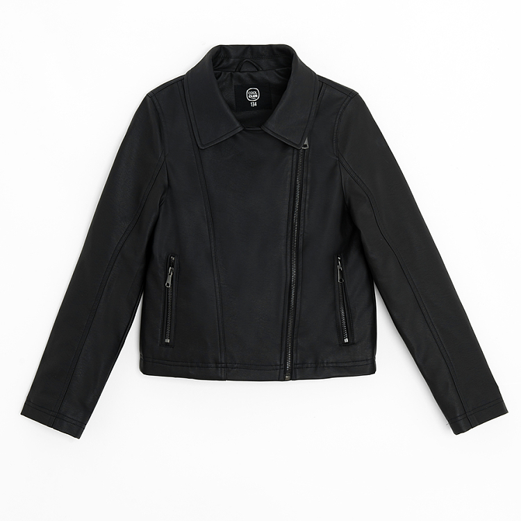 Δερμάτινο μαύρο jacket μπουφάν με φερμουάρ