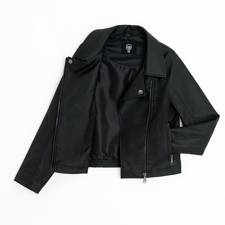 Δερμάτινο μαύρο jacket μπουφάν με φερμουάρ