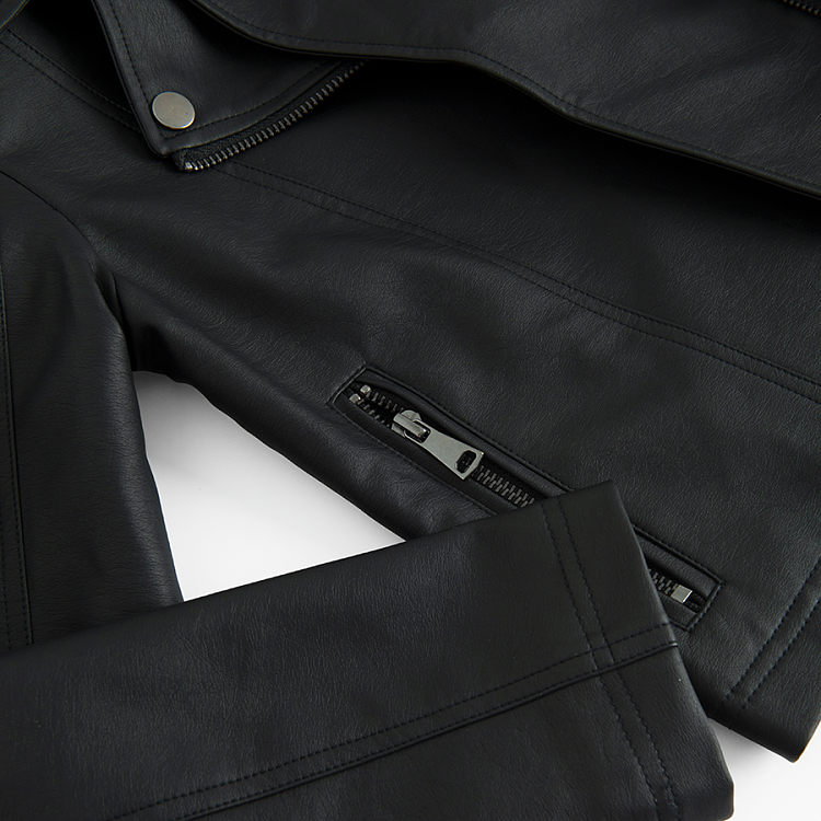 Δερμάτινο μαύρο jacket μπουφάν με φερμουάρ