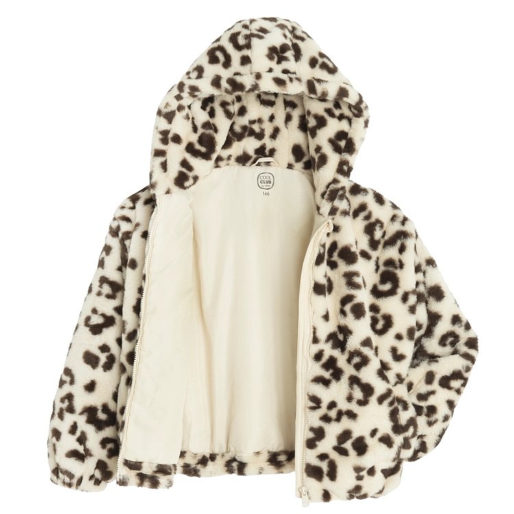 Μπουφάν λευκό με animal print και φερμουάρ