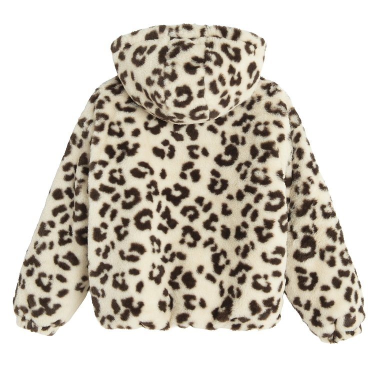 Μπουφάν λευκό με animal print και φερμουάρ