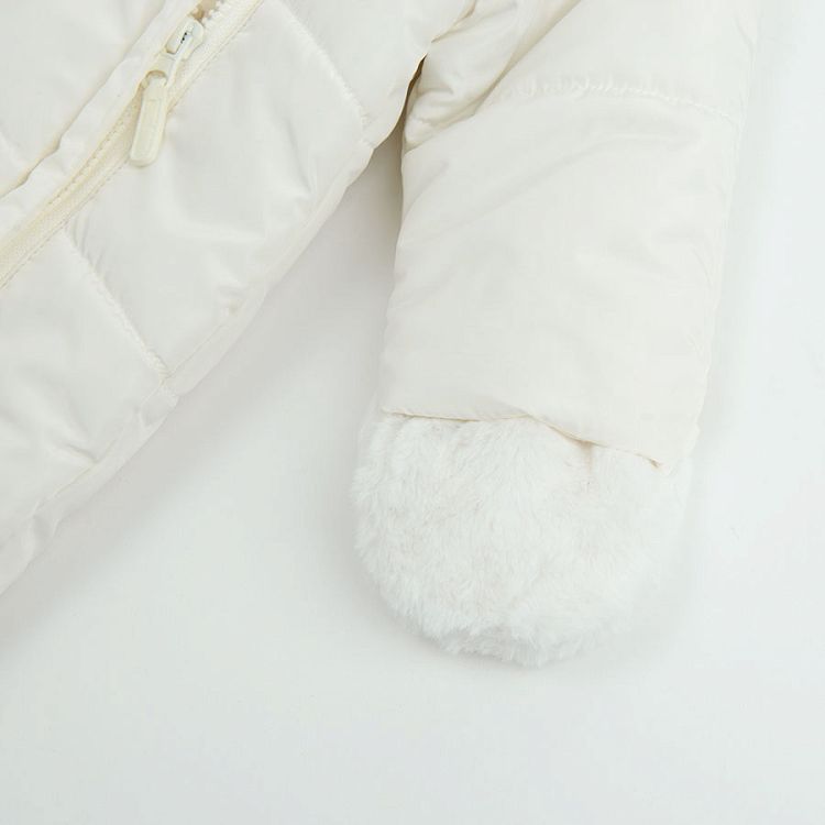 Φόρμα εξόδου λευκή με επένδυση fleece και κουκούλα