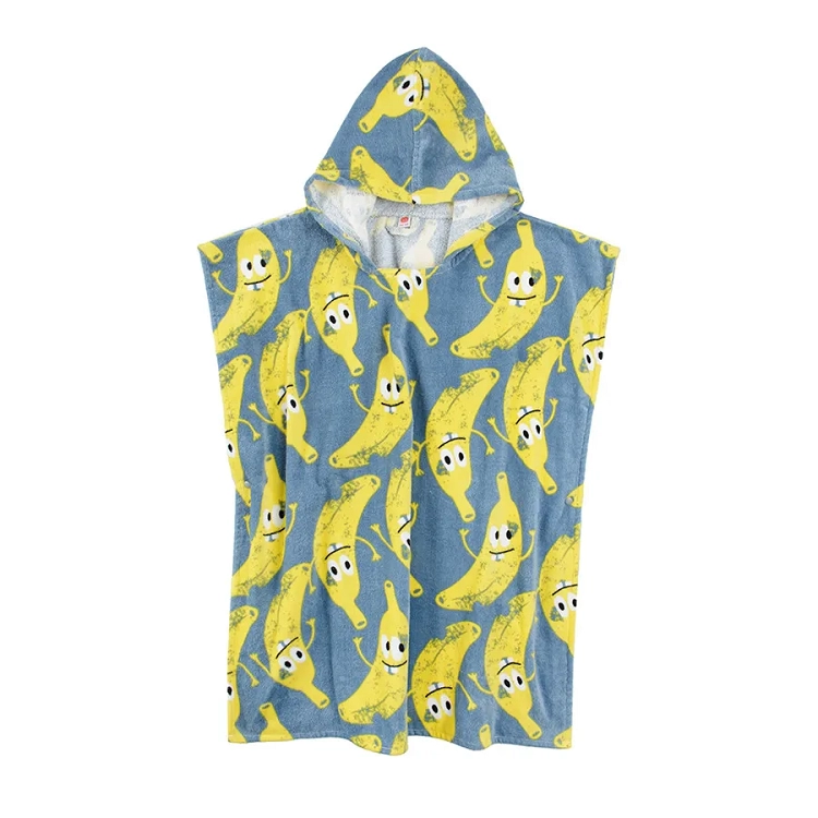 Hooded towel with bananas print