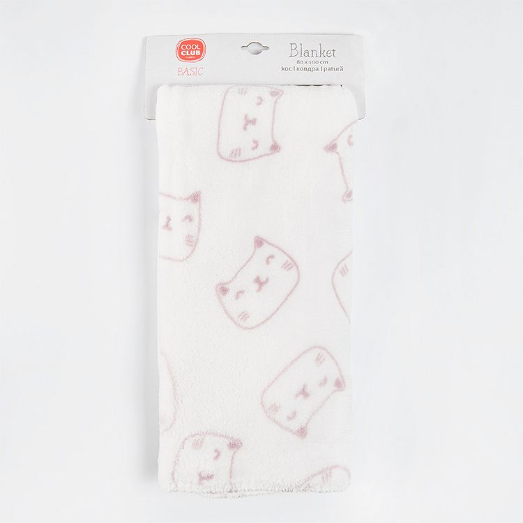 White blanket with cats print