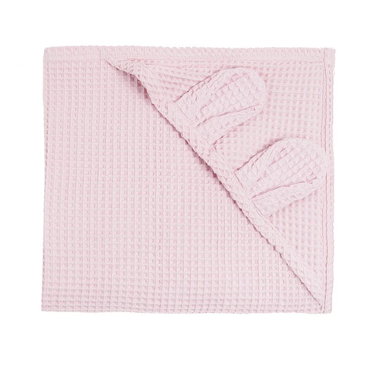 Πετσέτα ροζ με κουκούλα και αυτάκια
