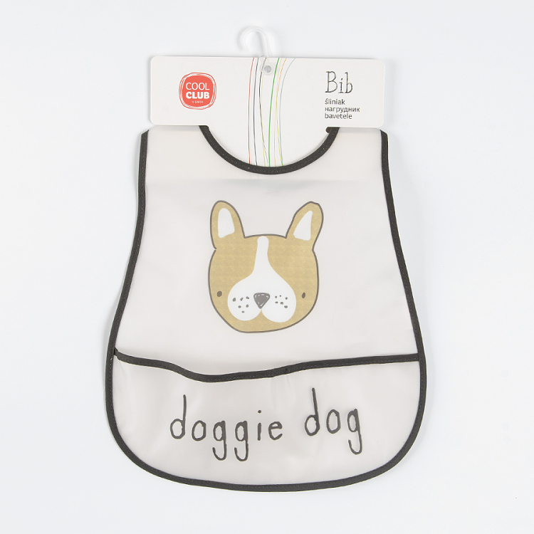 Σαλιάρα διάφανη με τσέπη και στάμπα σκυλάκι doggie dog