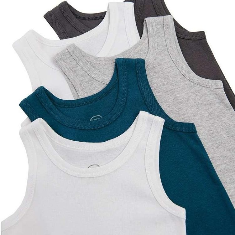 Organic cotton underwear vests with wide straps 5-pack