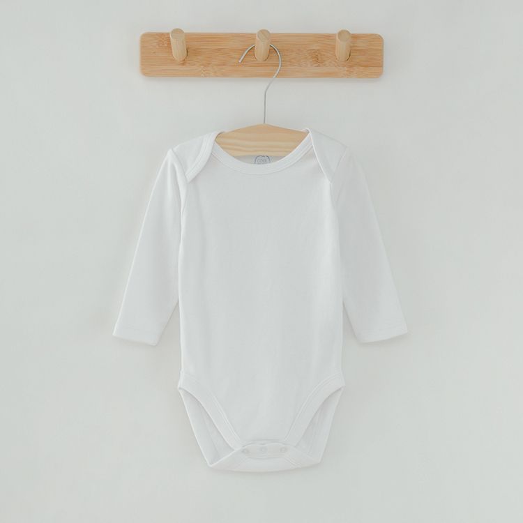 White and various shades of blue long sleeve bodysuits- 5-pack