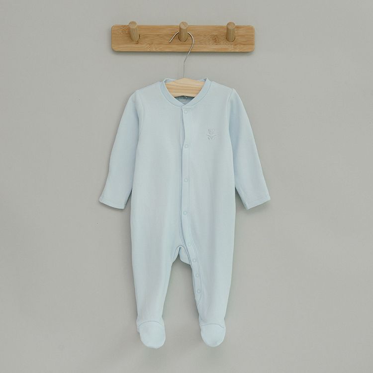 White and blue organic cotton footed bodysuits - 2 pack