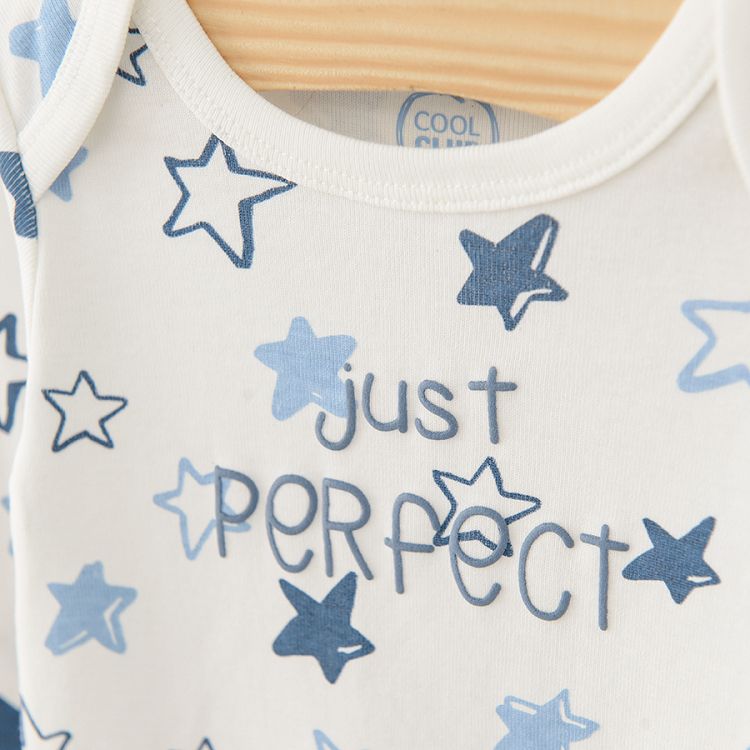 White light blue and blue Just Perfect long sleeve bodysuits 3 pack