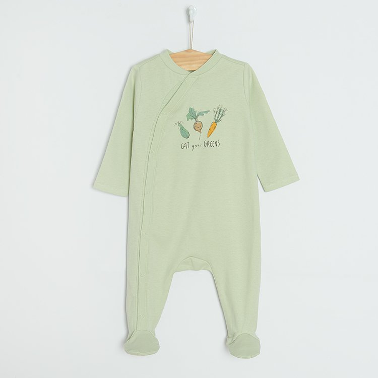 White and green footed sleepsuits- 2 pack