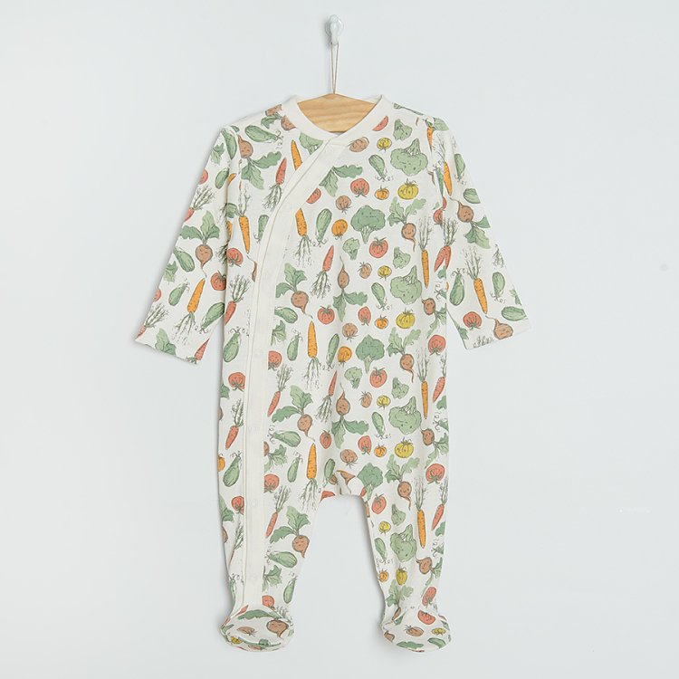 White and green footed sleepsuits- 2 pack