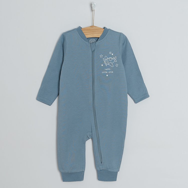 White and blue footless sleepsuits- 2 pack
