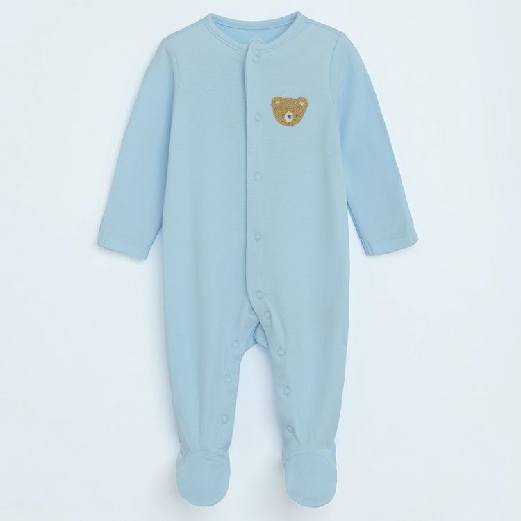 Blue footed overalls with bear print