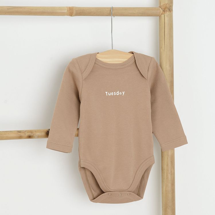 Lonf sleeve bodysuits with days of the week on