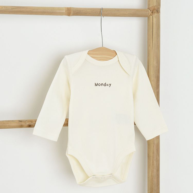 Lonf sleeve bodysuits with days of the week on