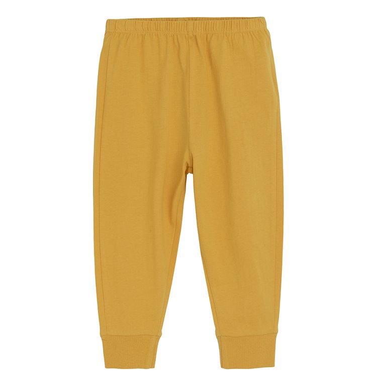 Πυτζάμες 2 τμχ σετ μπλούζα μακρυμάνικη και κοντομάνικη, σορτς και παντελόνι φόρμα, γκρι και κίτρινο με στάμπα οχήματα