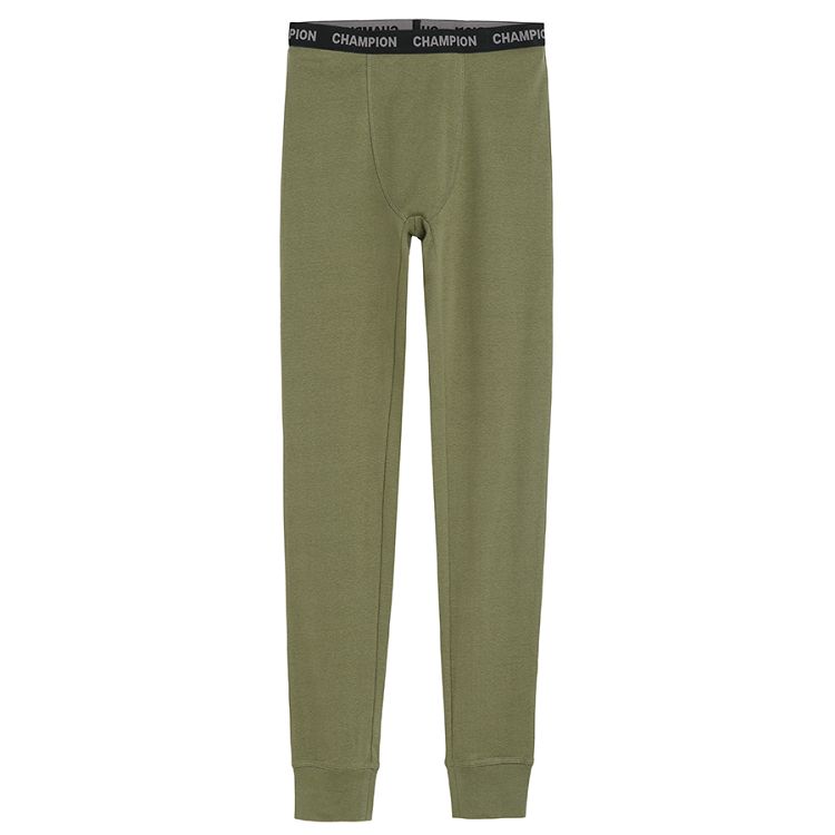 Green and black thermal leggings- 2 pack