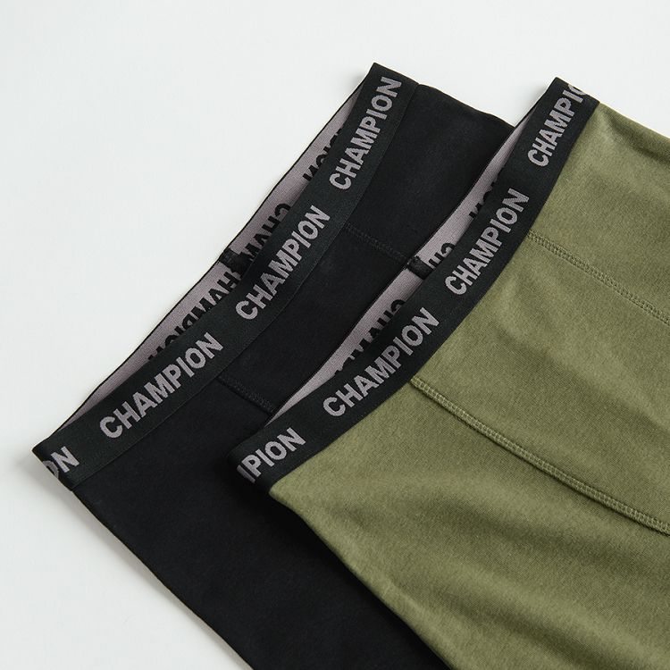 Green and black thermal leggings- 2 pack