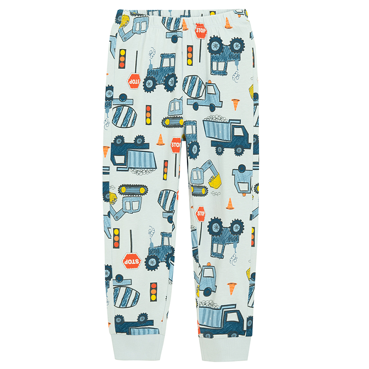 Blue short sleeve and pants pyjamas with trucks print- 2 pieces
