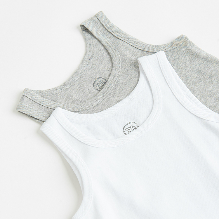 White and grey underwear vests with straps- 2 pack