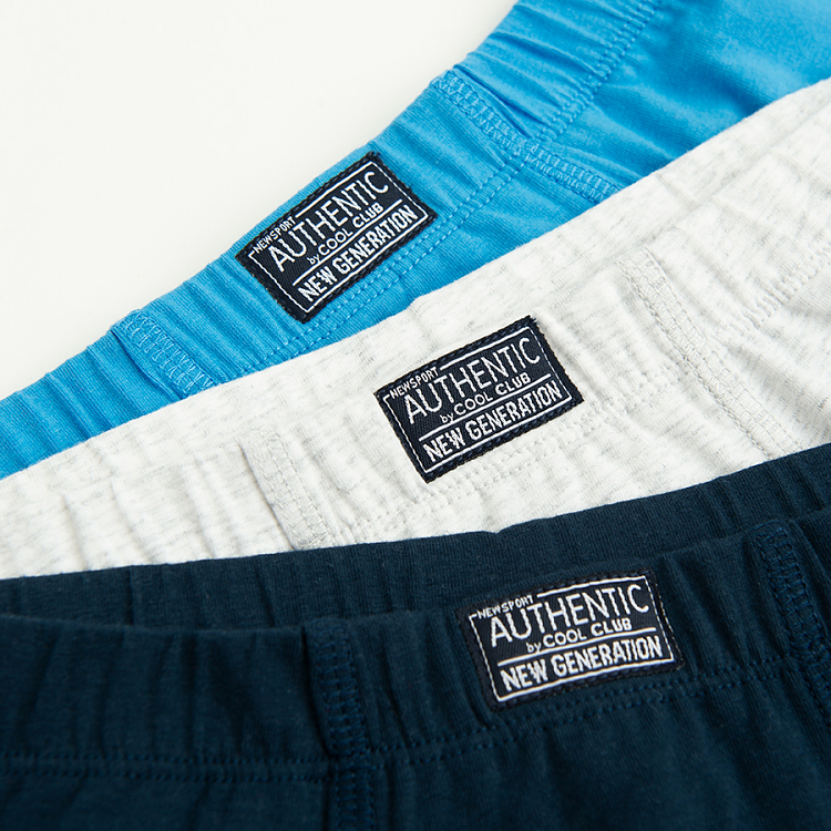 Εσώρουχα μποξεράκια 3 τμχ γκρι, γαλάζιο και μπλε