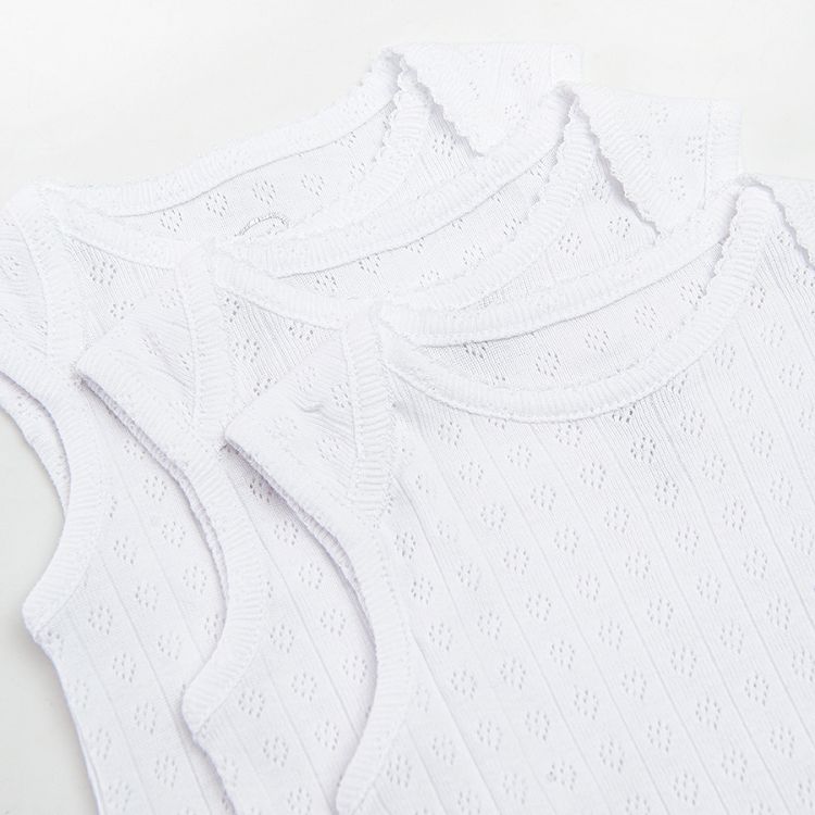 White organic cotton sleeveless bodysuits 3-pack