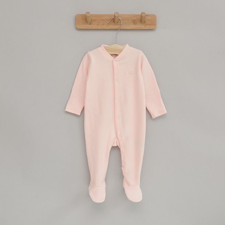 White and bpink organic cotton footed bodysuits- 2 pack