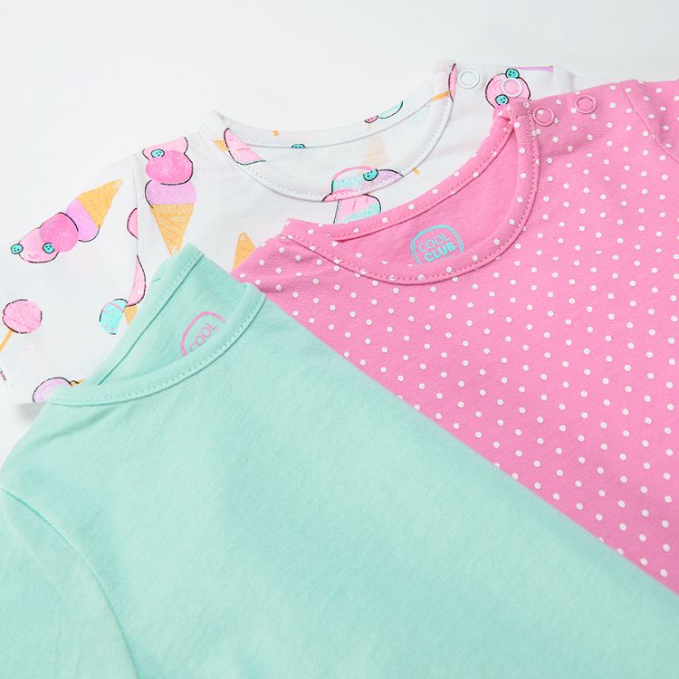 Short sleeve bodysuits with summer colors and ice cream print 3-pack