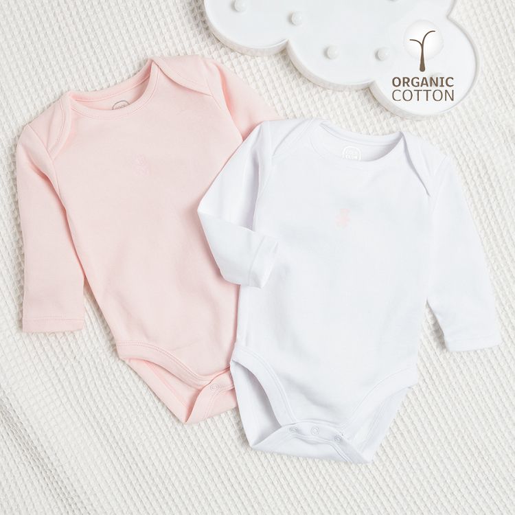 Pink and white long sleeve bodysuits 2 pack