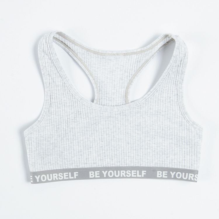 Be Yourself grey and pink sports bras 2 pack