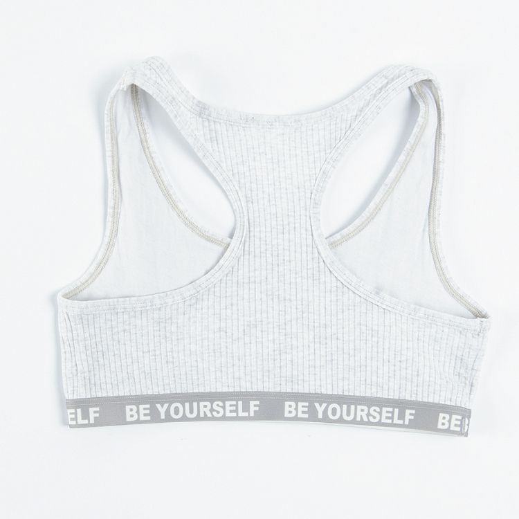 Be Yourself grey and pink sports bras 2 pack