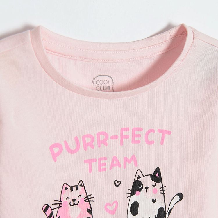 Pink long sleeve pyjamas with kittens print
