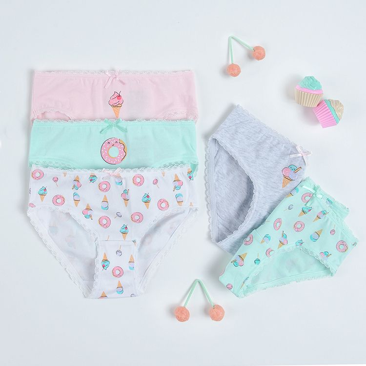 Pastel color briefs with ice- cream prints- 5 pack