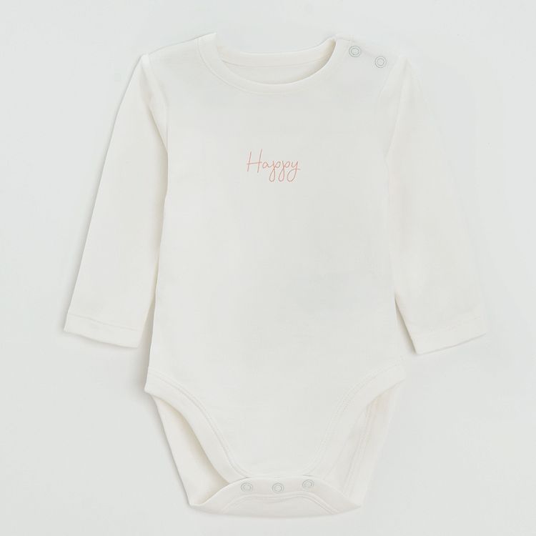 White and pink long sleeve bodysuits- 3 pack