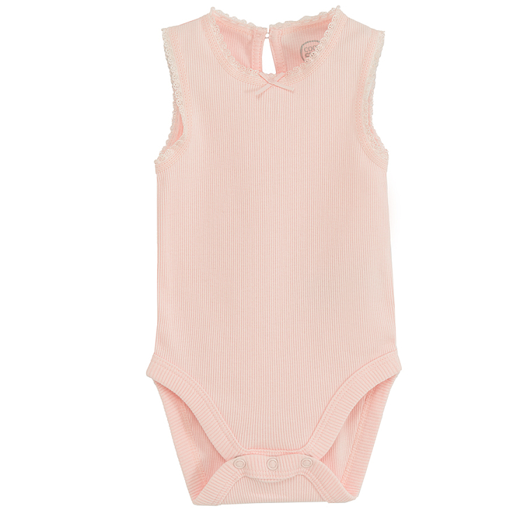 White and pink sleeveless bodysuits - 2 pack