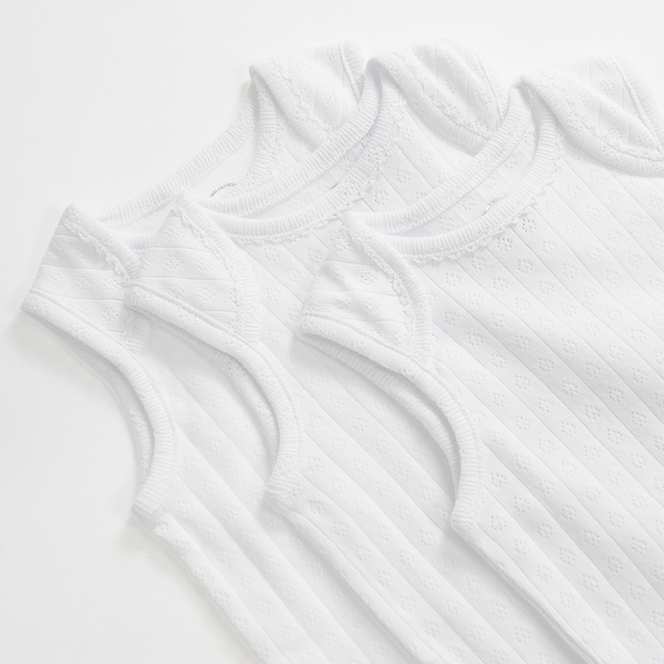 White sleeveless underwear bodysuits- 3 pack