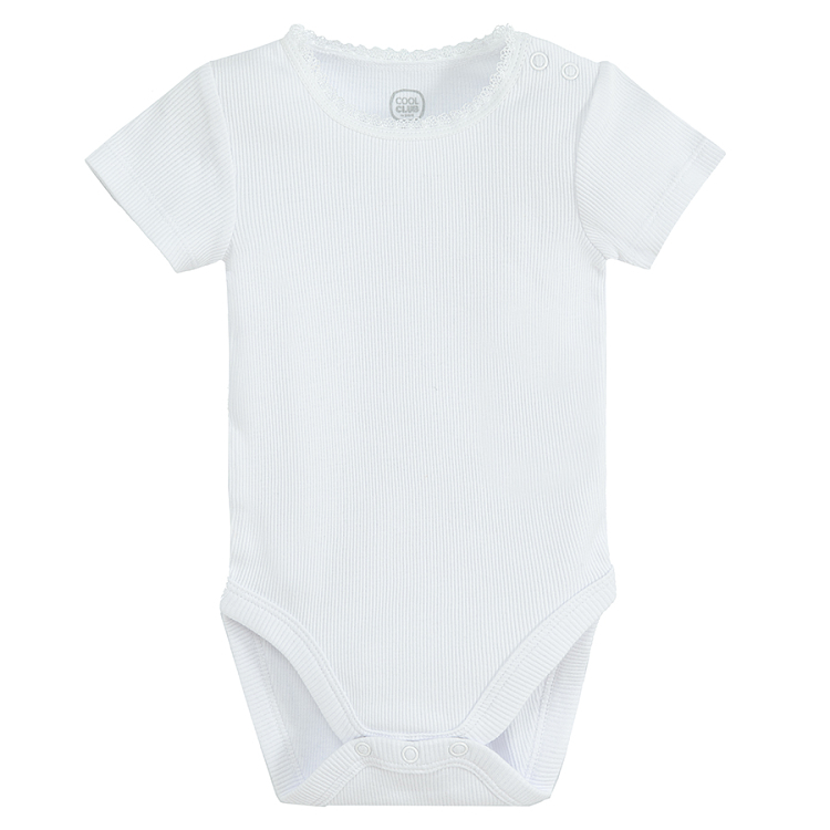 White and pink short sleeve bodysuits- 2 pack