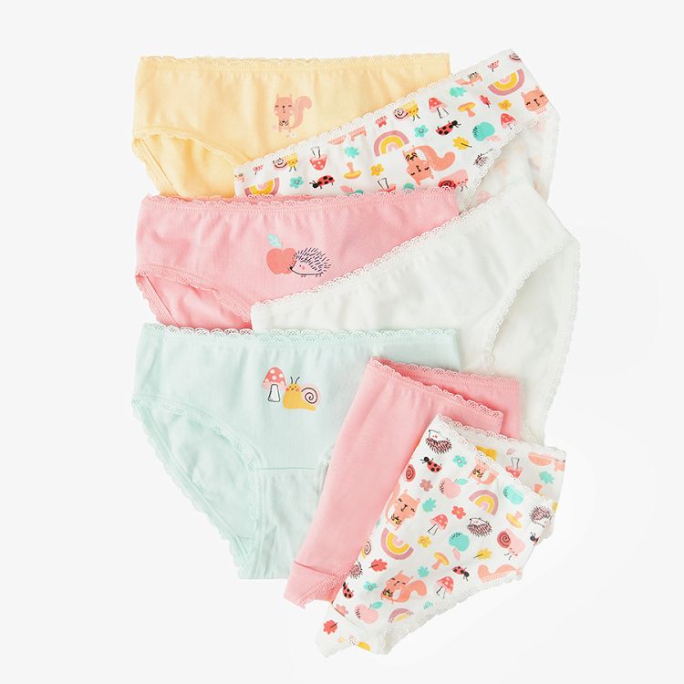 Pastel color girls' underwear wth cute animals print- 5 pack