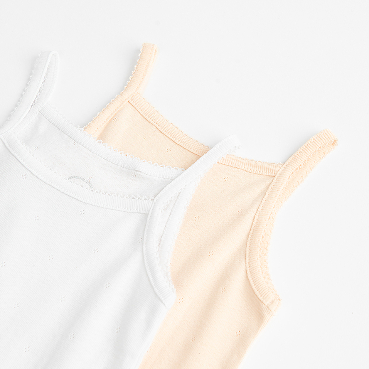 White and pink underwear vest with thin straps- 2 pack