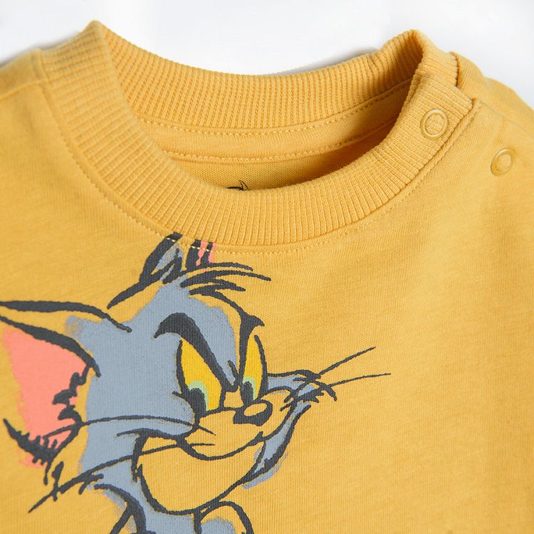 Μπλούζα μακρυμάνικη κίτρινο με στάμπα "Tom & Jerry"