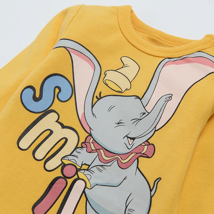 Φορμάκι μακρυμάνικο κίτρινο με στάμπα "Dumbo"