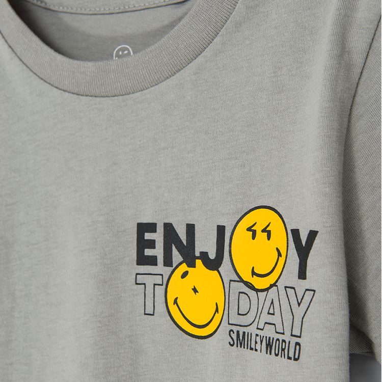 Μπλούζα κοντομάνικη γκρι με στάμπα Enjoy today